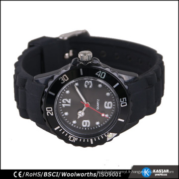 Montres à quartz en dentelle rotatives style bezel japan movt, montre femme noire